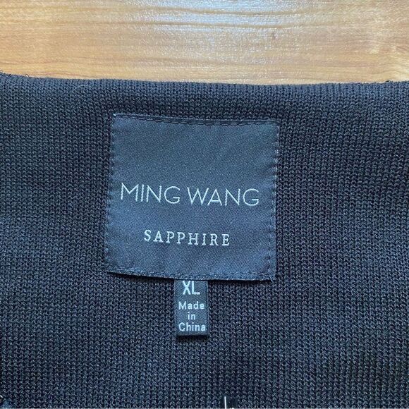 MING WANG Sapphire XL Black Gold Tweed Sparkle Zip Evening Cocktail Party Blazer - Picture 7 of 16